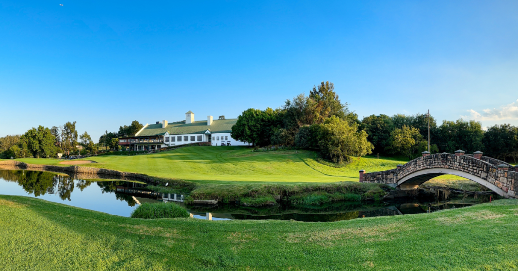 Panoramic landscape of pristine fairways at leading golf courses in Gauteng
